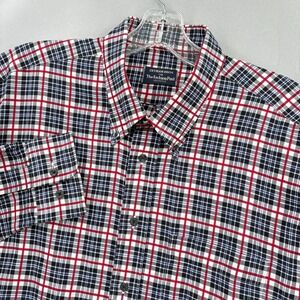 Gitman Bros Shirt Mens  XL Red Black Blue Plaid Button Down Tartan Twill